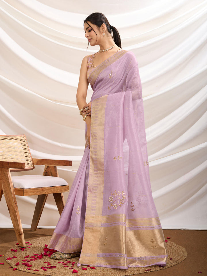 Embroidered Linen Blend Saree