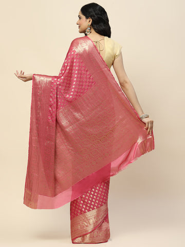 Zari Border Booti Woven Crepe Saree