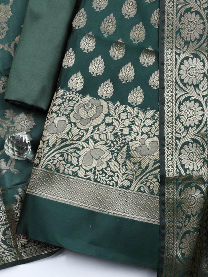 Banarasi Chanderi Unstitched Suit With Pant &amp; Dupatta