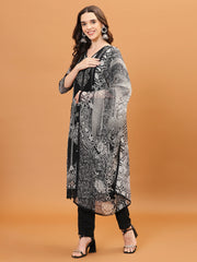 Digital Printed Georgette Kurta With Pants & Dupatta