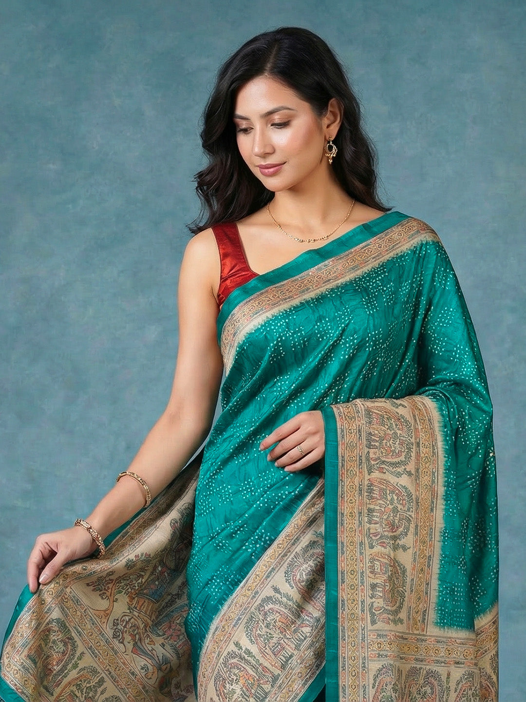Printed Tussar Silk Saree