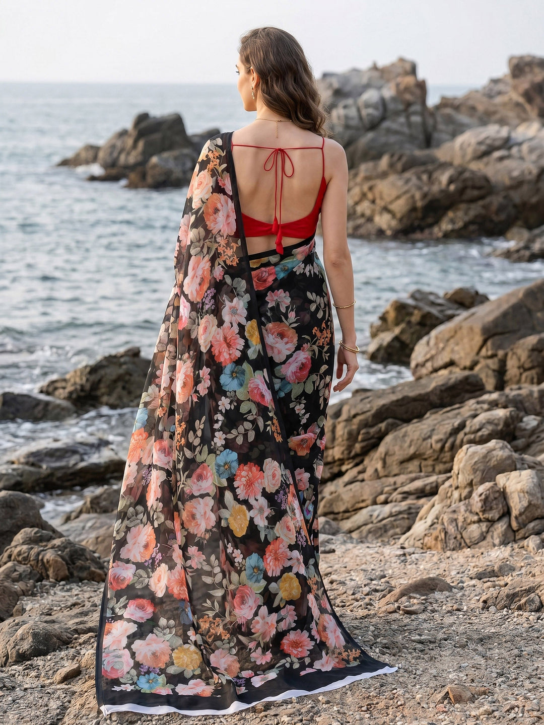 Digital Print Chiffon Saree