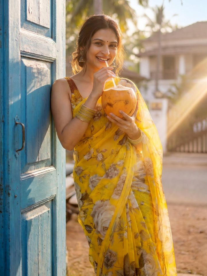 Digital Print Chiffon Saree