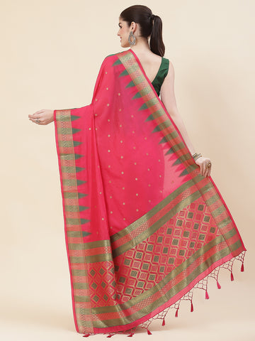 Plain Zari Booti Handloom Woven Saree