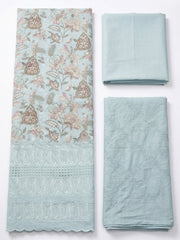 Embroidered Cotton Blend Unstitched Suit Pant & Dupatta