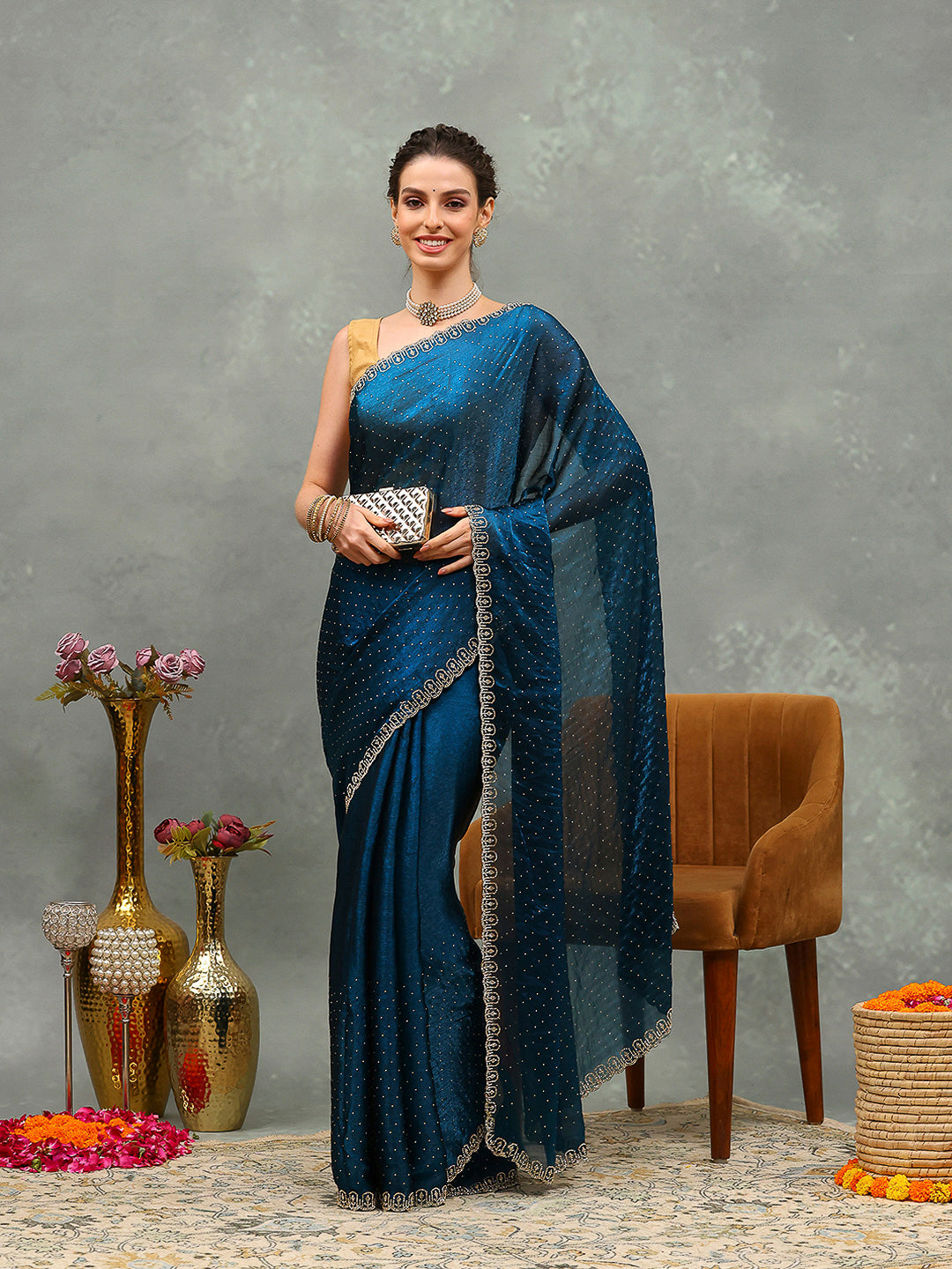 Embroidered Chiffon Saree