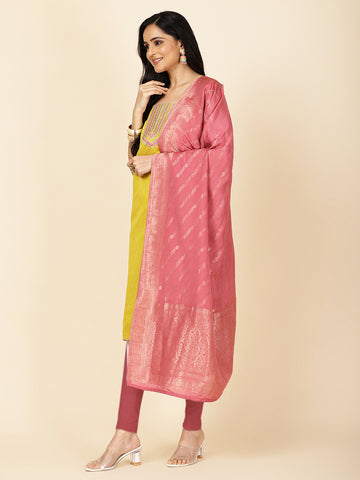 Neck Embroidered Unstitched Suit With Dupatta