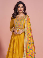 Printed Chinon Kurta With Pants & Dupatta