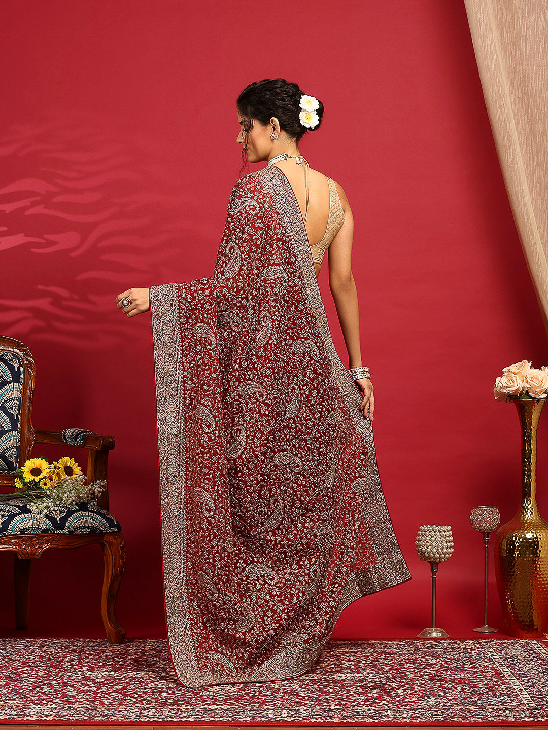 Embroidered Georgette Saree