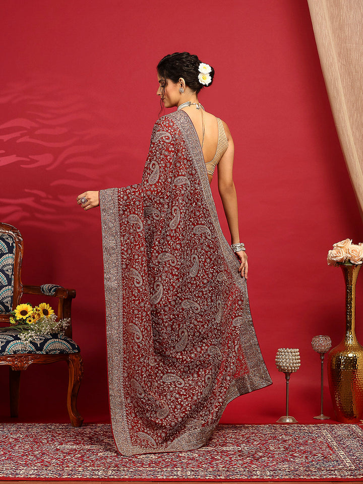 Embroidered Georgette Saree