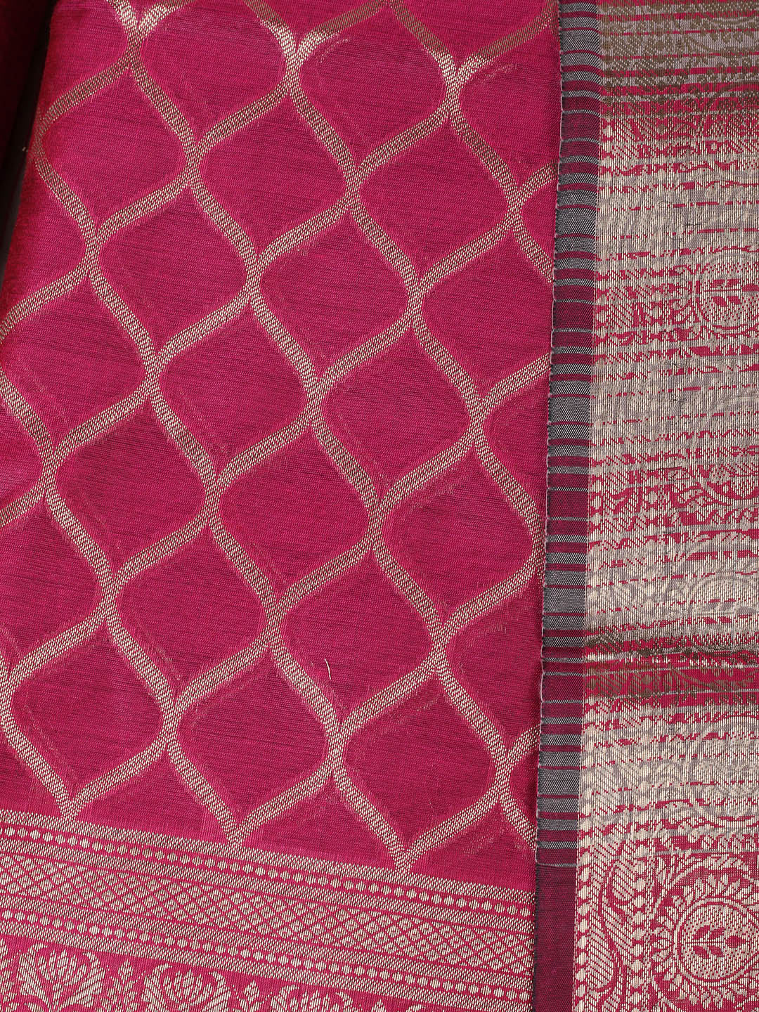 Woven Design Chanderi Unstitched Suit With Pant &amp; Dupatta
