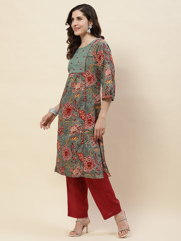 Printed Cotton Kurta With Pants