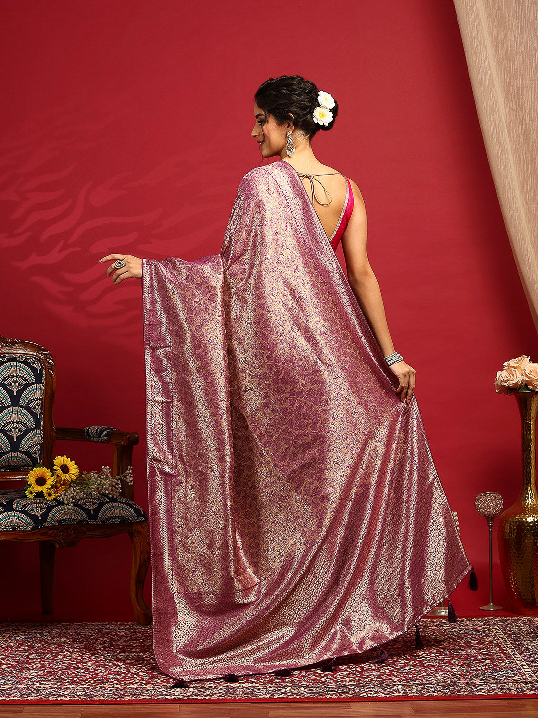 Woven Design Satin Saree