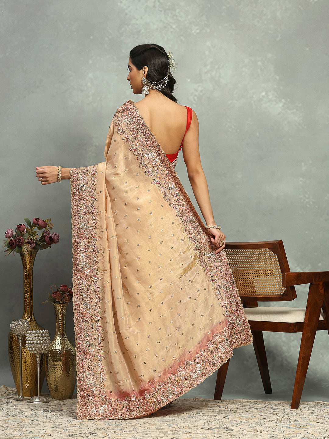 Zari Jaal &amp; Sequin Embroidered Banarasi Saree