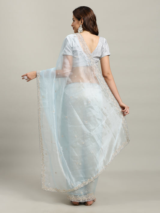 Sequence Embroidery Tissue Saree