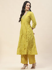 Neck Patti Chanderi Kurta With Pants