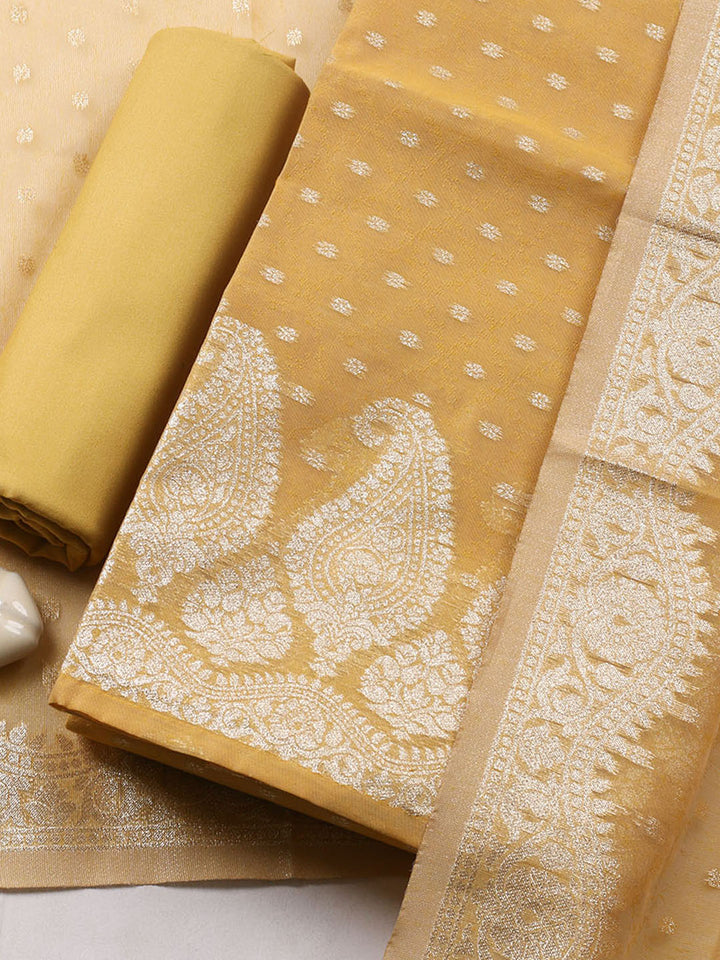 Woven Design Tissue Unstitched Suit With Pant Dupatta