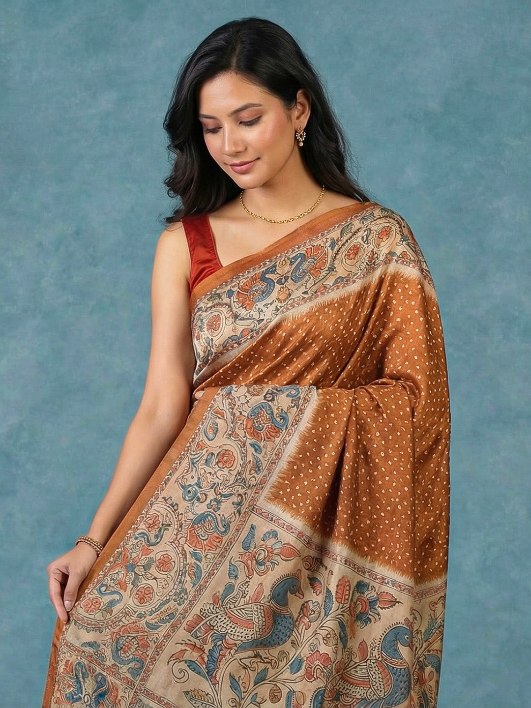 Printed Tussar Silk Saree