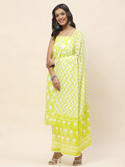 Neck Patti Printed Cotton Unstitched Suit Piece With Dupatta