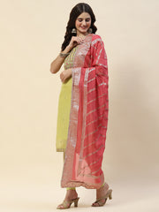 Neck Embroidery Organza Unstitched Suit Piece With Dupatta