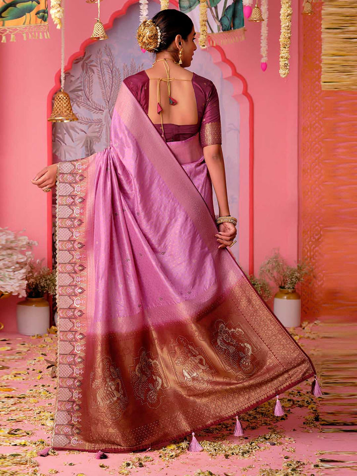 Woven Border Booti Art Silk Saree