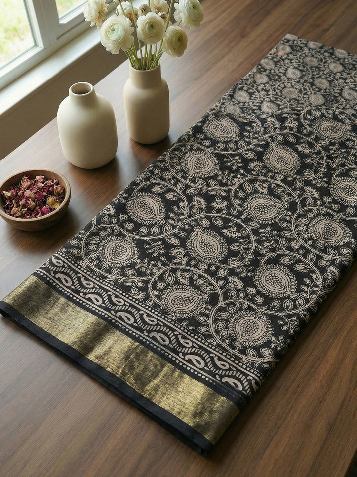 Printed Cotton Blend Unstitched Suit With Pant &amp; Dupatta