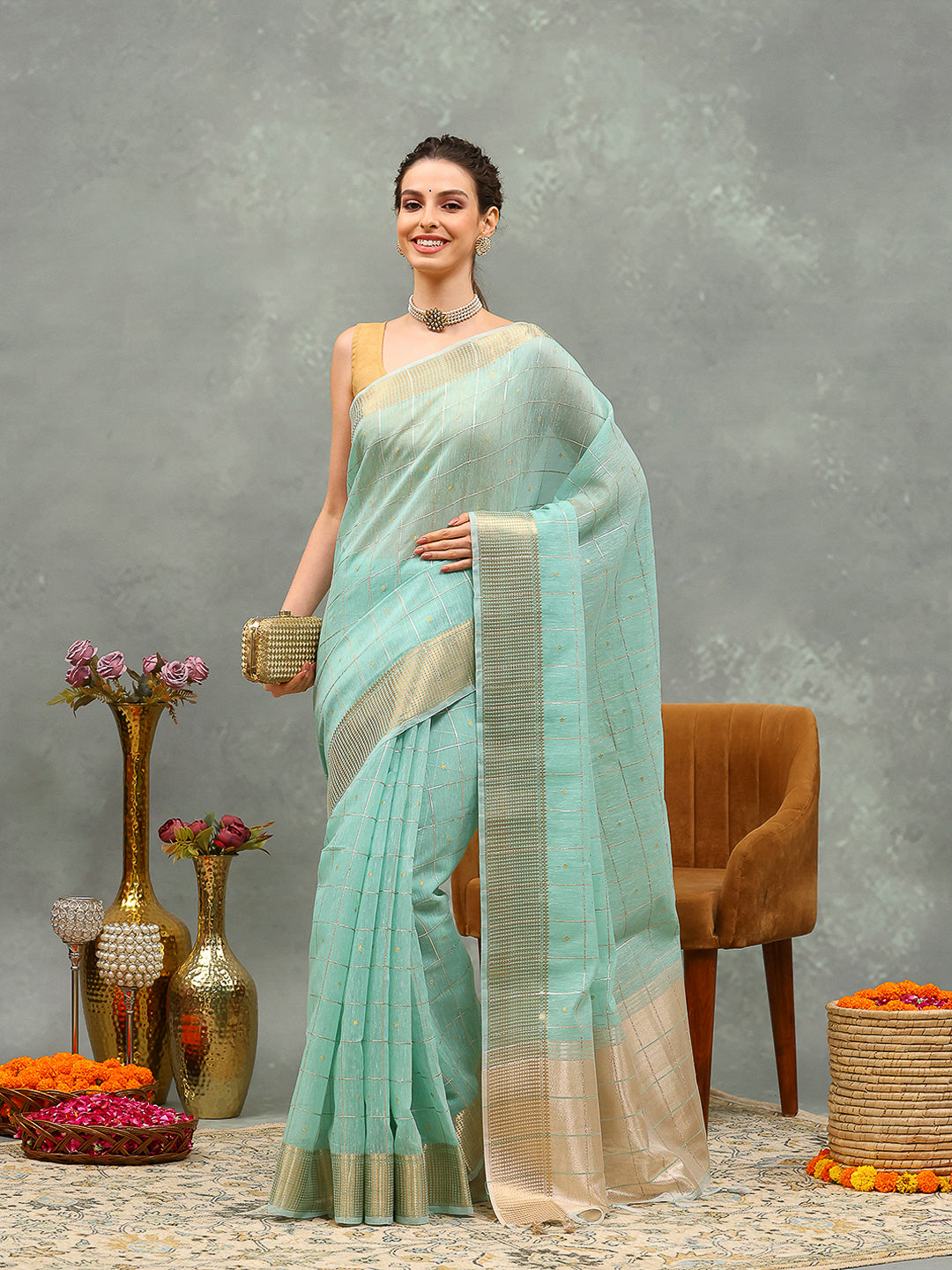 Embroidered Cotton Blend Saree