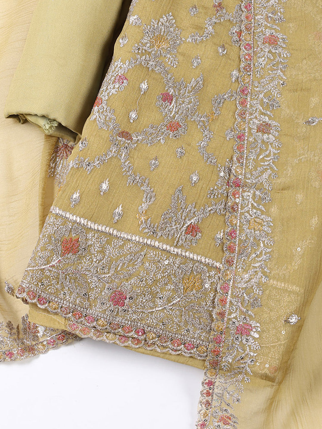 Embroidered Tissue Unstitched Suit With Dupatta
