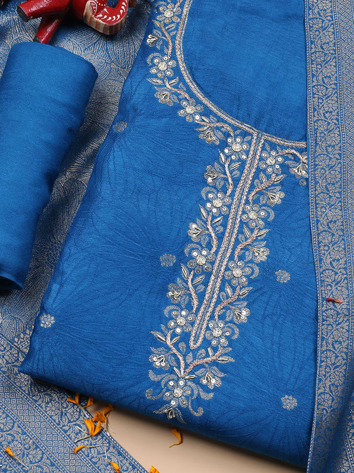 Kanjeevaram Chanderi Unstitched Suit With Dupatta