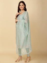 Resham Floral Embroidery Cotton Unstitched Suit Piece With Dupatta