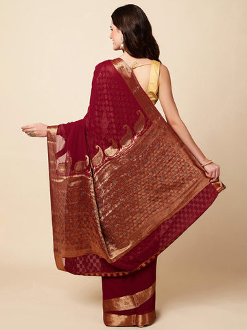 Plain Zari Border Woven Saree