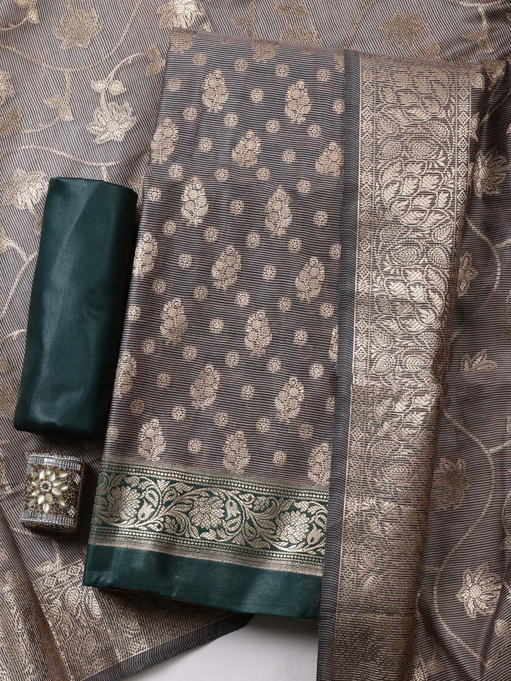 Banarasi Chanderi Unstitched Suit With Pant &amp; Dupatta