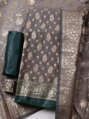 Banarasi Chanderi Unstitched Suit With Pant & Dupatta