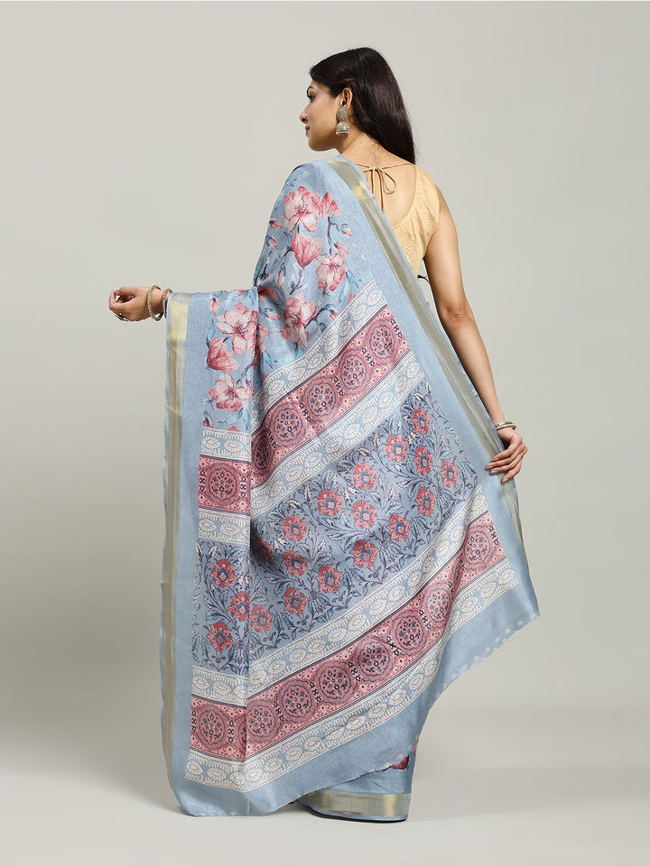 Floral Printed Art Silk Woven Saree