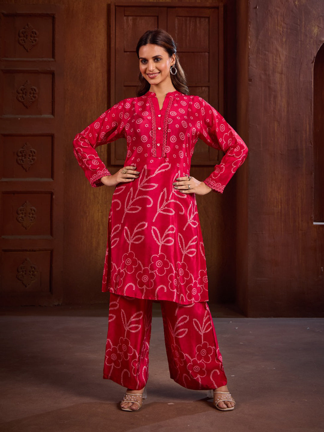 Printed Crepe Kurta With Pants
