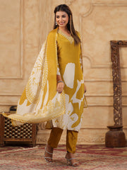 Printed Muslin Kurta With Pants & Dupatta