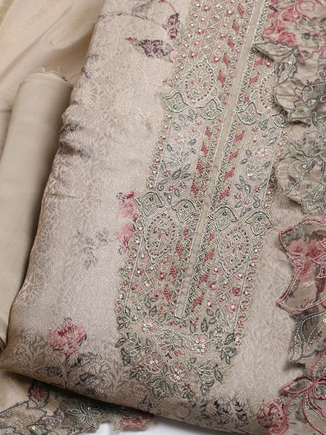Banarasi Tissue Unstitched Suit With Dupatta