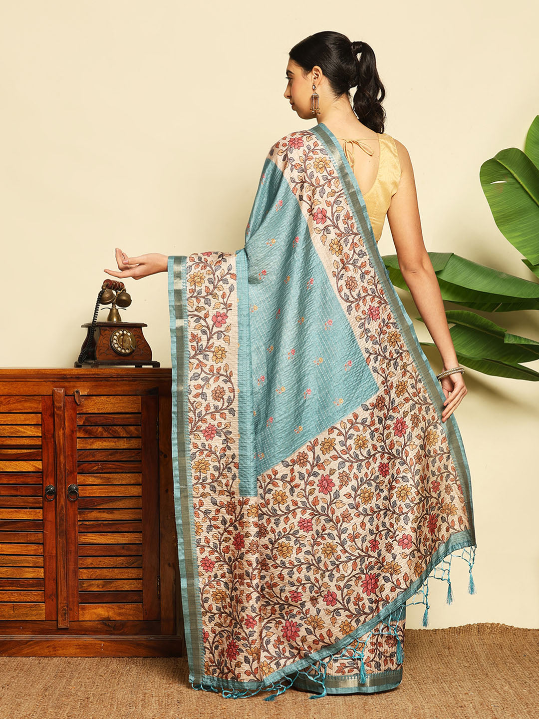 Printed Tussar Saree