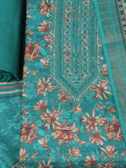 Embroidered Tussar Unstitched Suit With Pant Dupatta