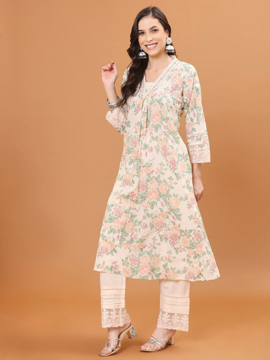 Printed Cotton Kurta With Pants