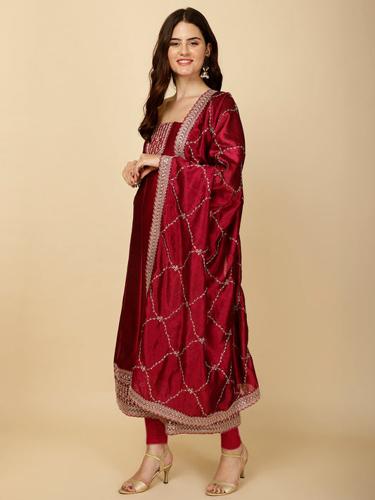 Embroidery Handloom Unstitched Suit Piece With Dupatta