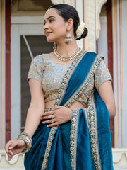 Embroidered Satin Saree