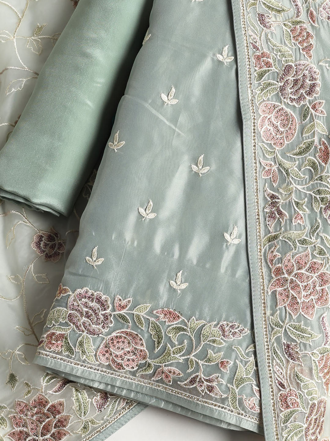 Resham Jaal Organza Unstitched Suit With Dupatta