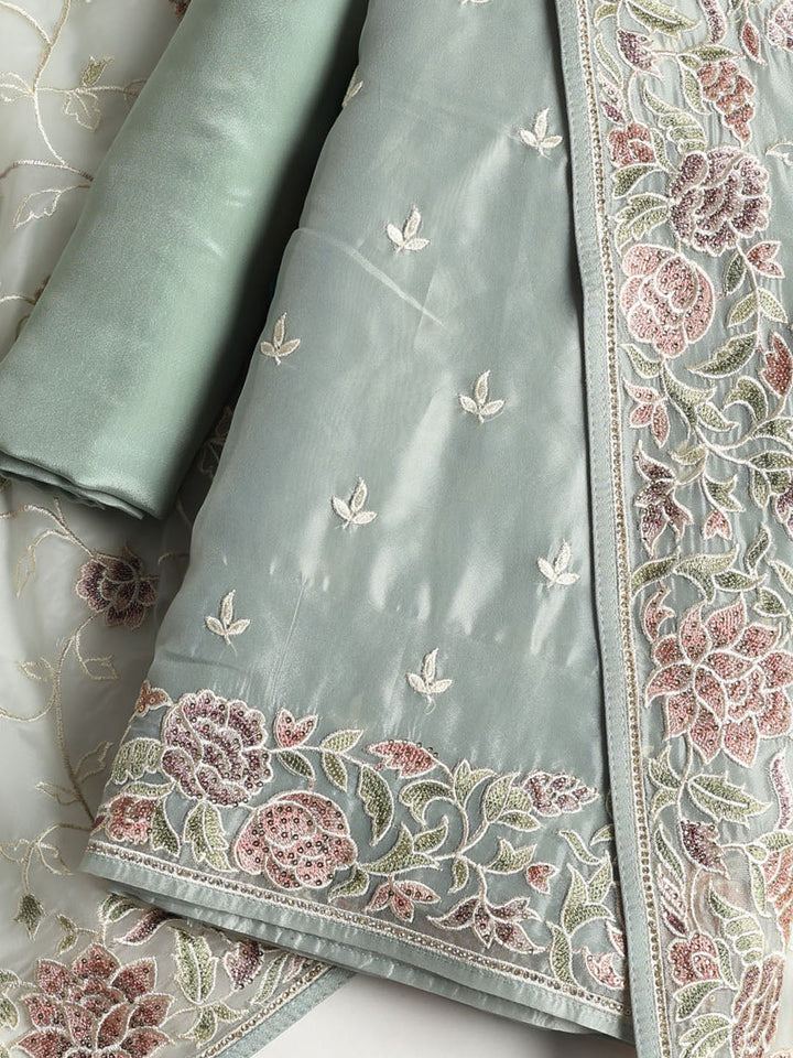 Resham Jaal Organza Unstitched Suit With Dupatta