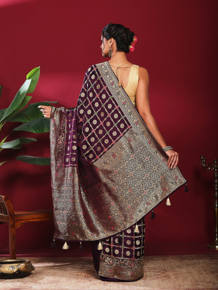 Woven Design Satin Saree