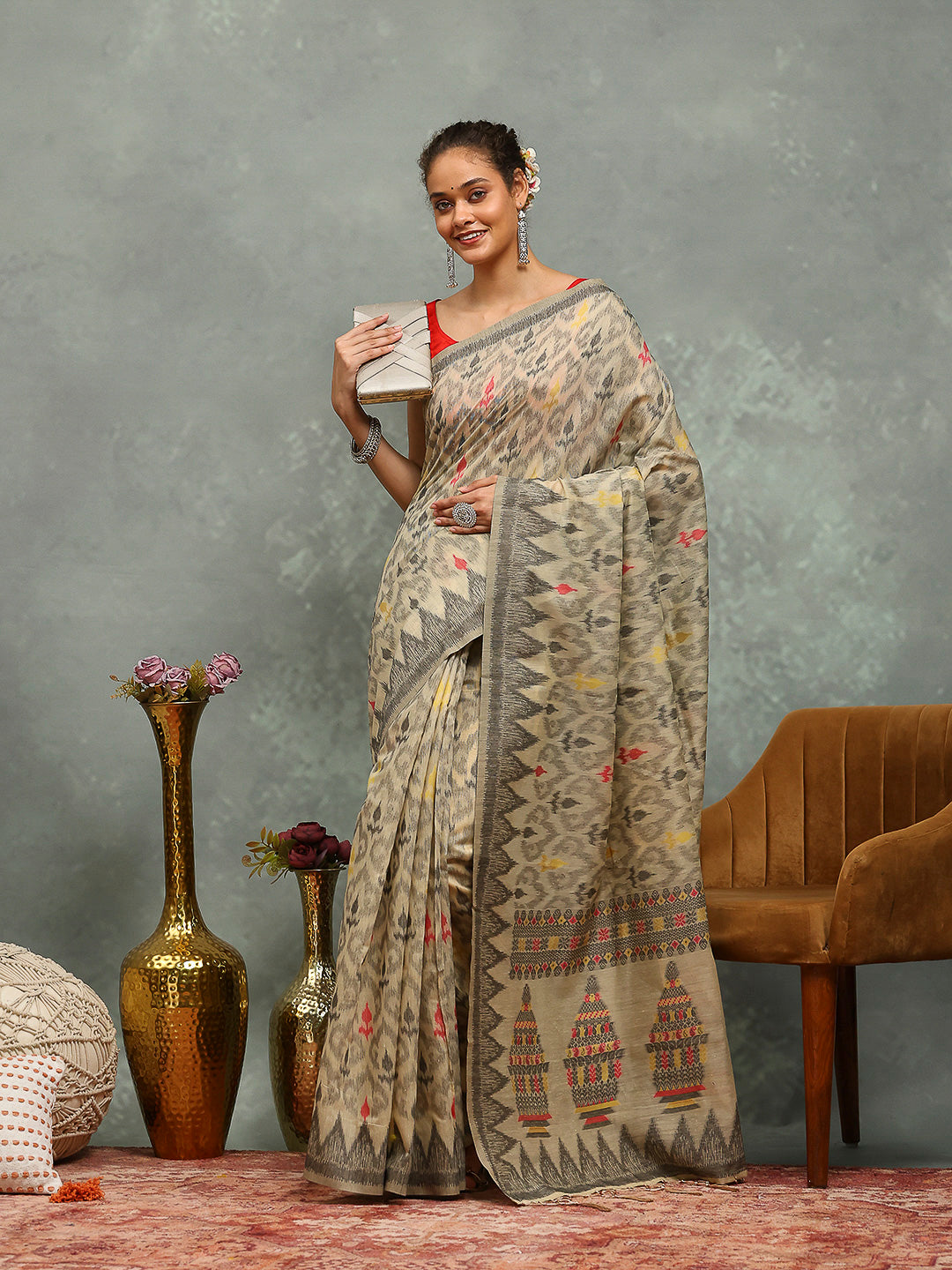 Resham Booti Woven Cotton Saree