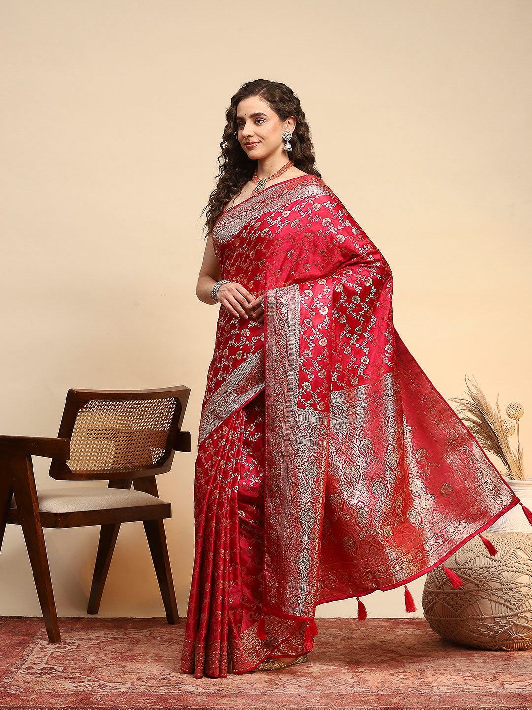 Woven Design Satin Saree