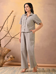 Plain Cotton Blend Shirt With Pant