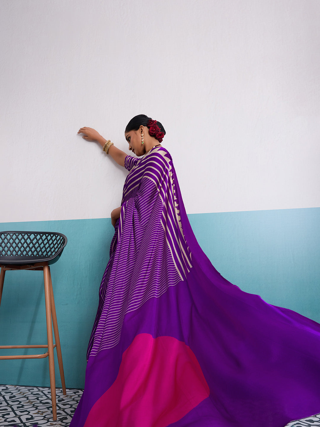Printed Satin Saree