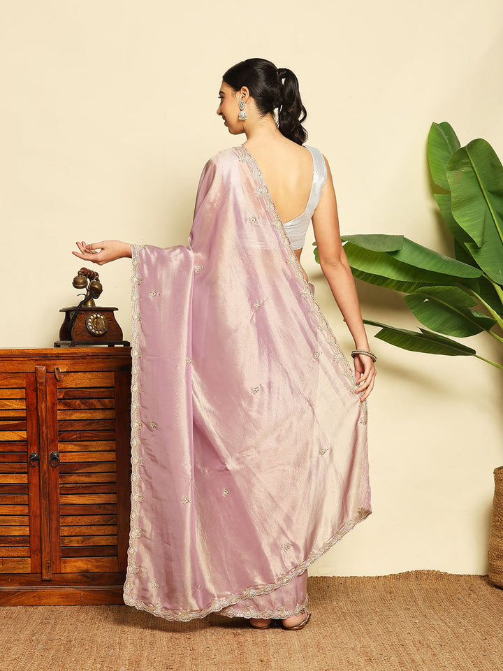 Thread Embroidered Work Tissue Saree